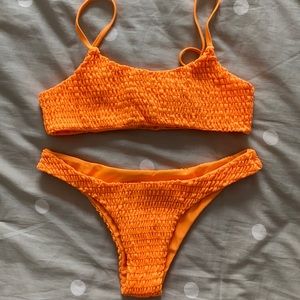 Orange Smocked Bikini